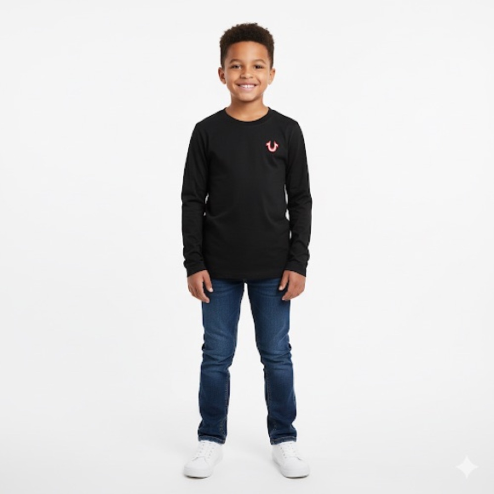 True Religion Kids Black and Red Long Sleeve Tee